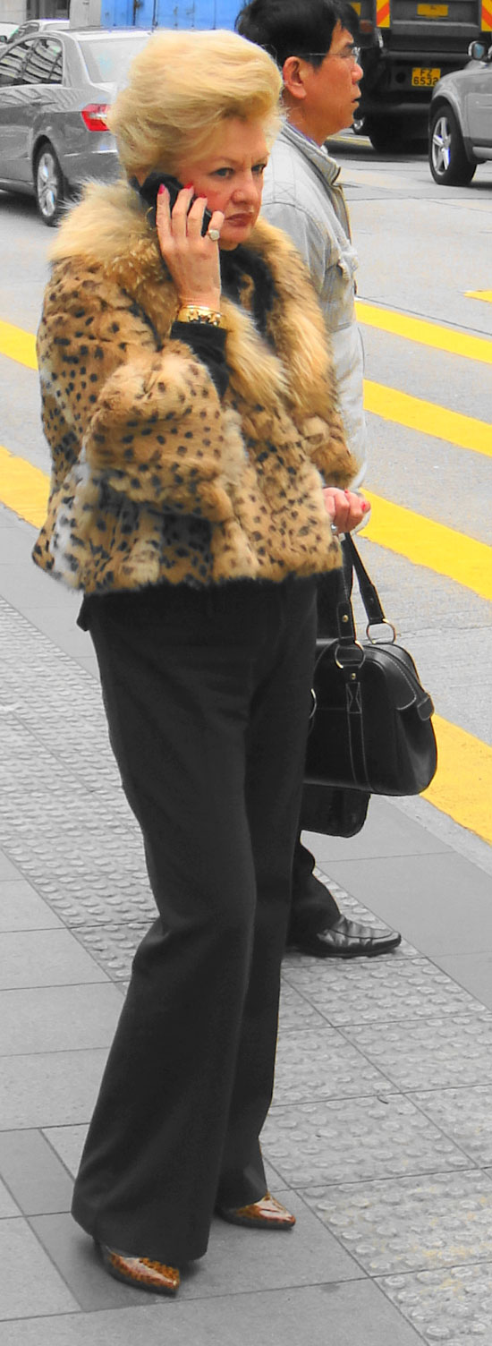 Hong Kong fur jacket lady