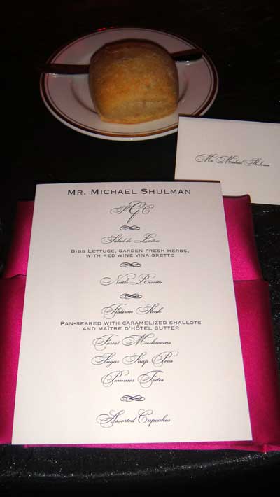 wedding Sasha and Chad Menu